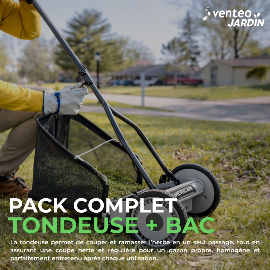 5-blade manual reel mower and grass collector kit