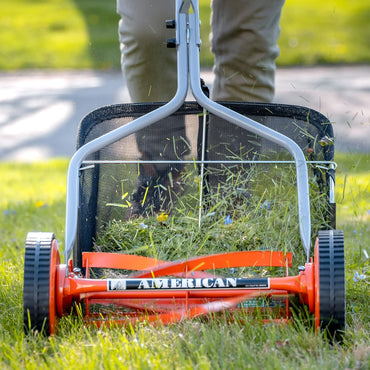 4-blade helical manual lawnmower collection bag